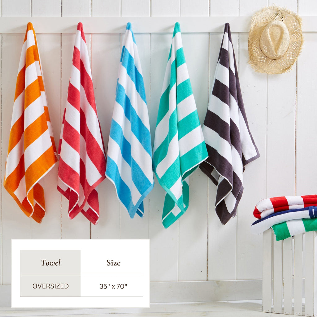 Cotton Velour Cabana Stripe Beach Towel - Novia Collection