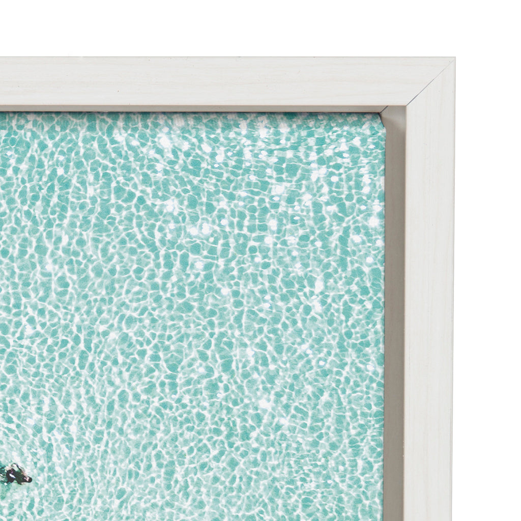 Sylvie Turquoise Beach from Above Framed Canvas by Amy Peterson Art Studio