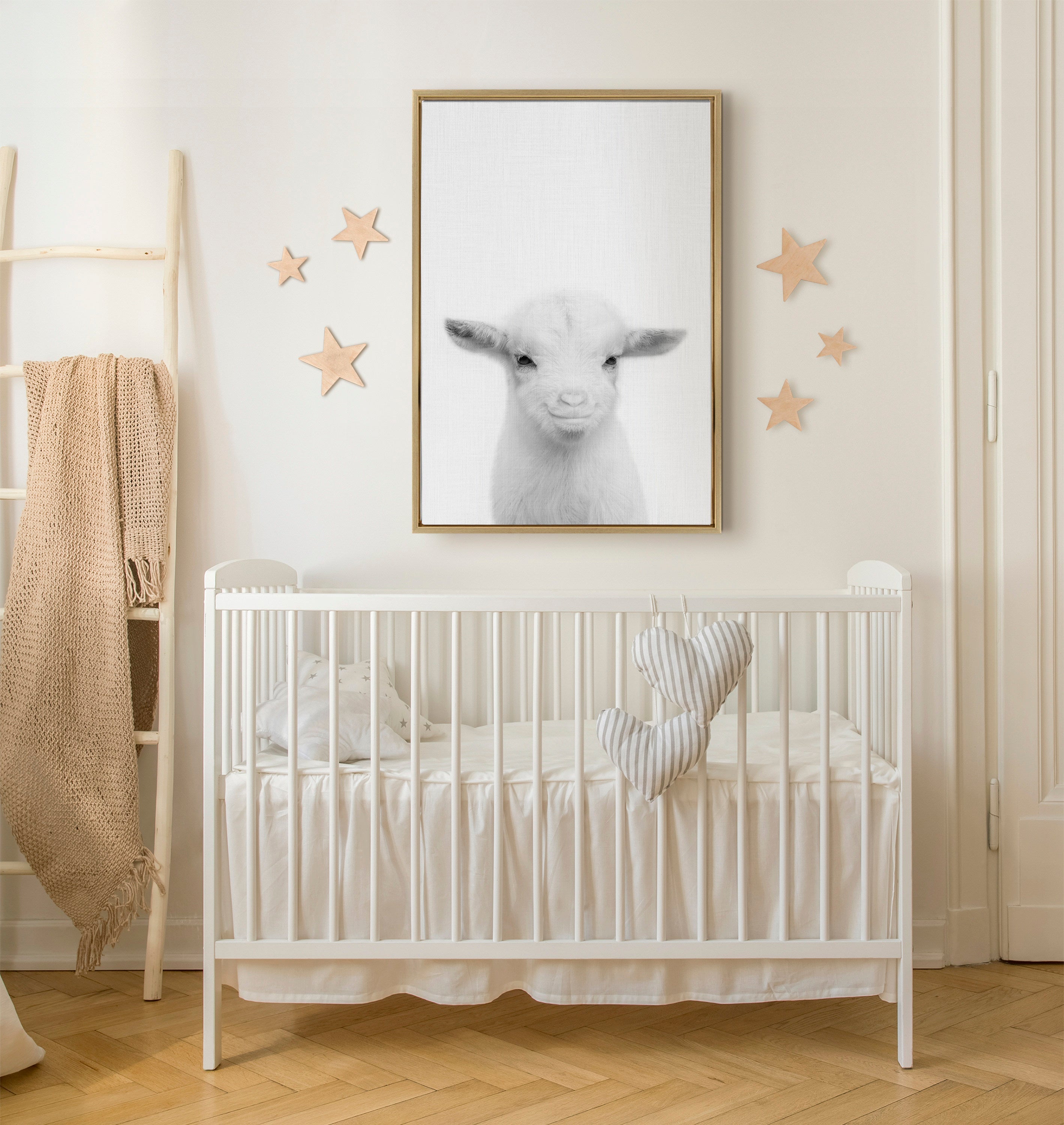 Sylvie Baby Goat Framed Canvas by Simon Te Tai