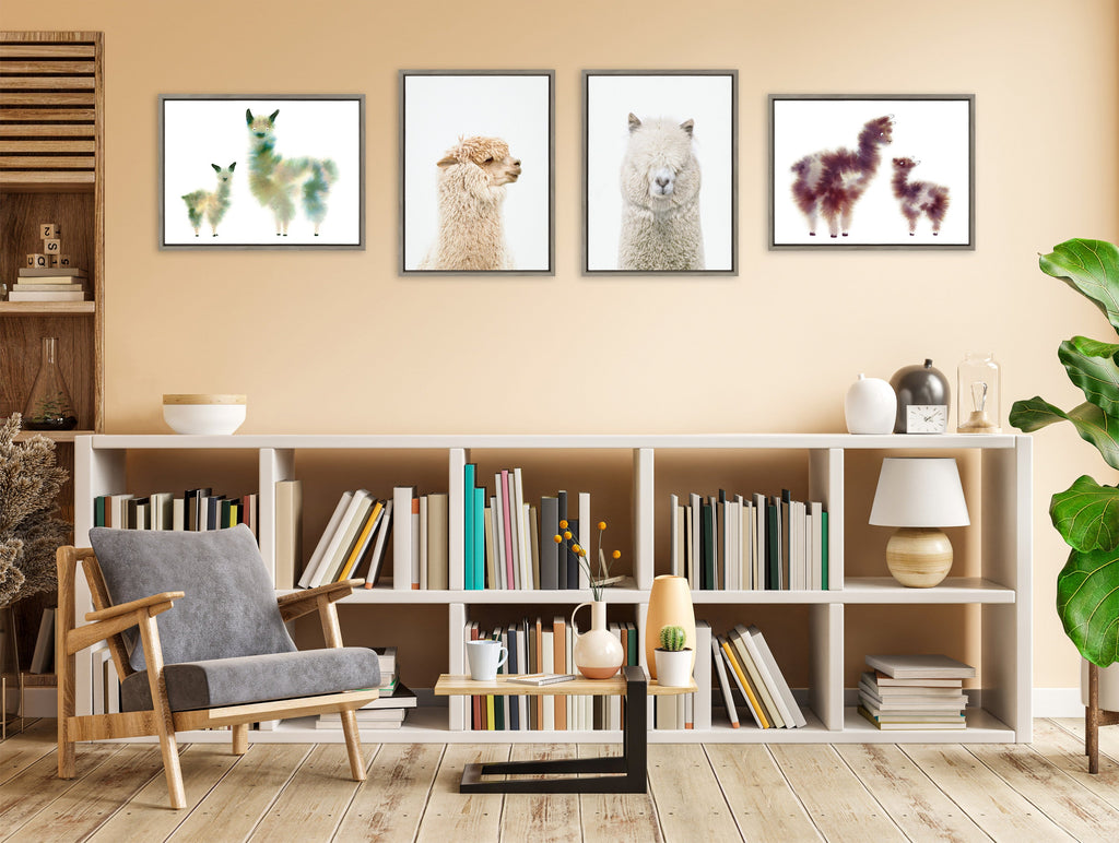 Sylvie Alpaca Floofs Framed Canvas by Faryn Hughes