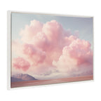 Sylvie Beaded Vintage Pink Cotton Candy Clouds Mountain Landscape Framed Canvas by The Creative Bunch Studio