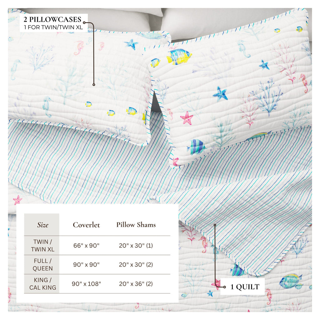 Colorful Coastal Seascape Quilt Set - Ryanne Collection