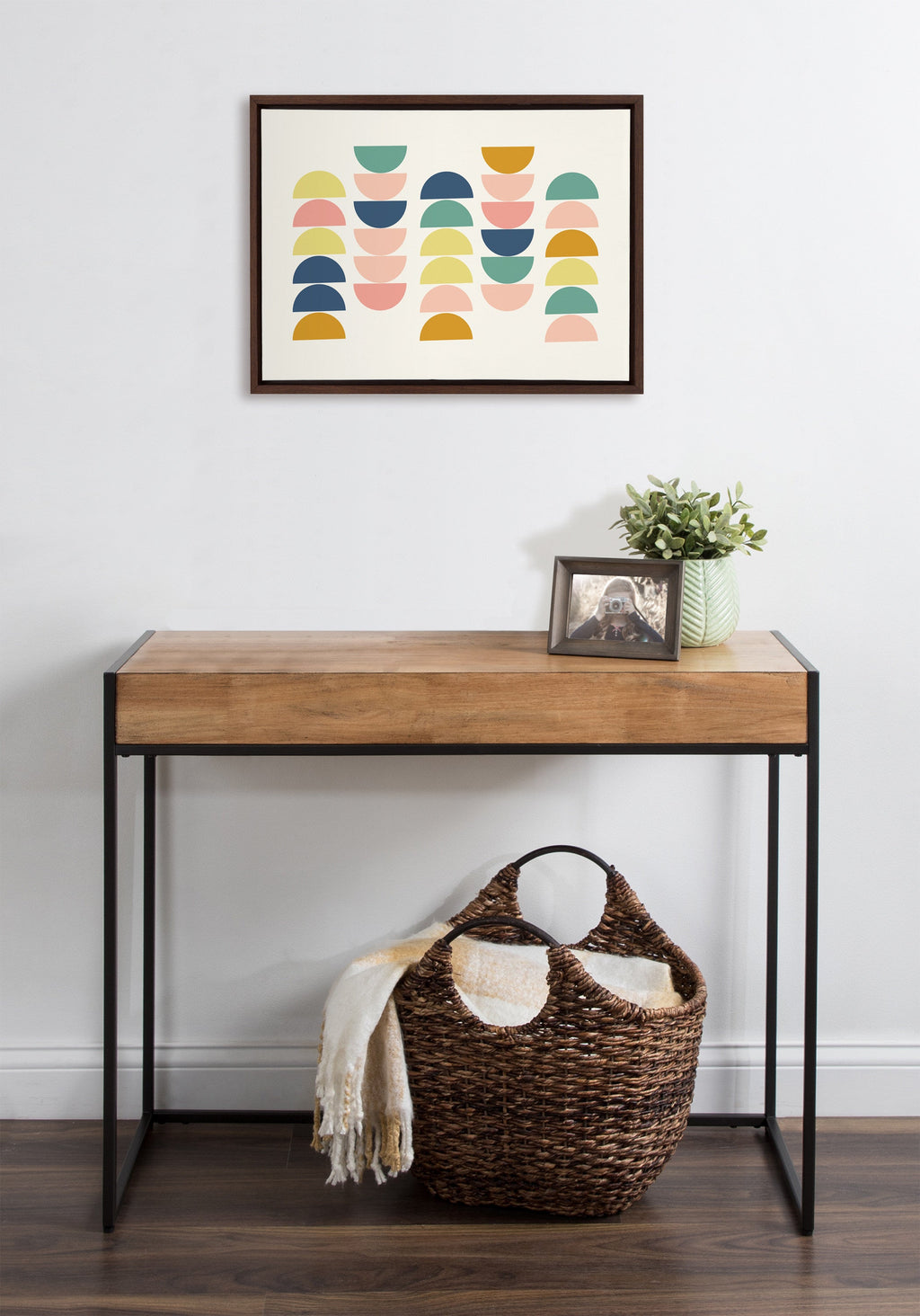 Sylvie Simple Shapes in Soft Colors Framed Canvas by Apricot and Birch