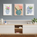 Sylvie Beaded Pink Blooms in Chinoiserie Framed Canvas by Patricia Shaw