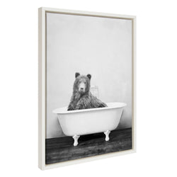 Sylvie Bear in the Tub Framed Canvas by Amy Peterson Art Studio