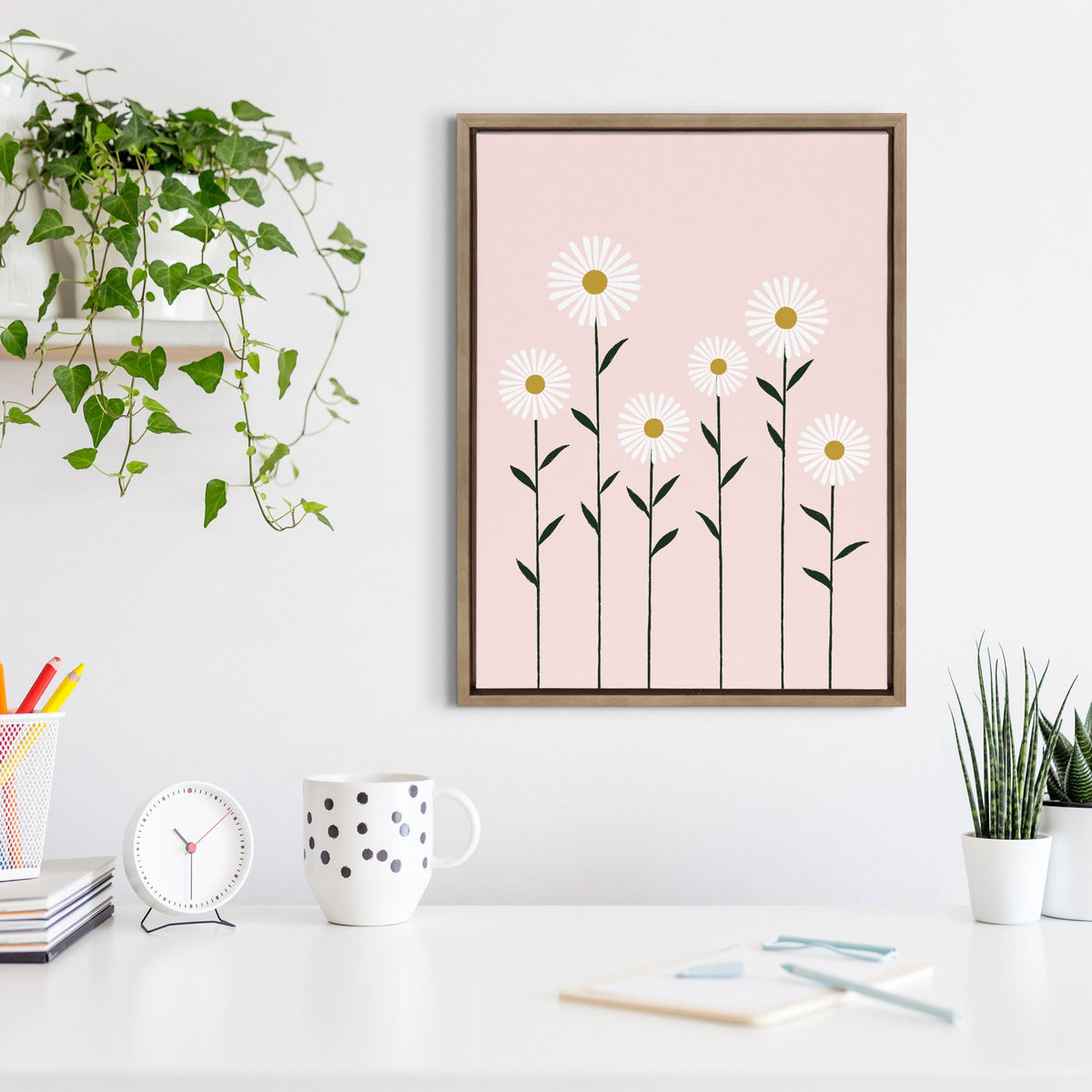 Sylvie Daisies Framed Canvas by Duchess Plum