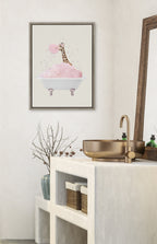 Sylvie Giraffe Taking a Bath Framed Canvas by July Art Prints