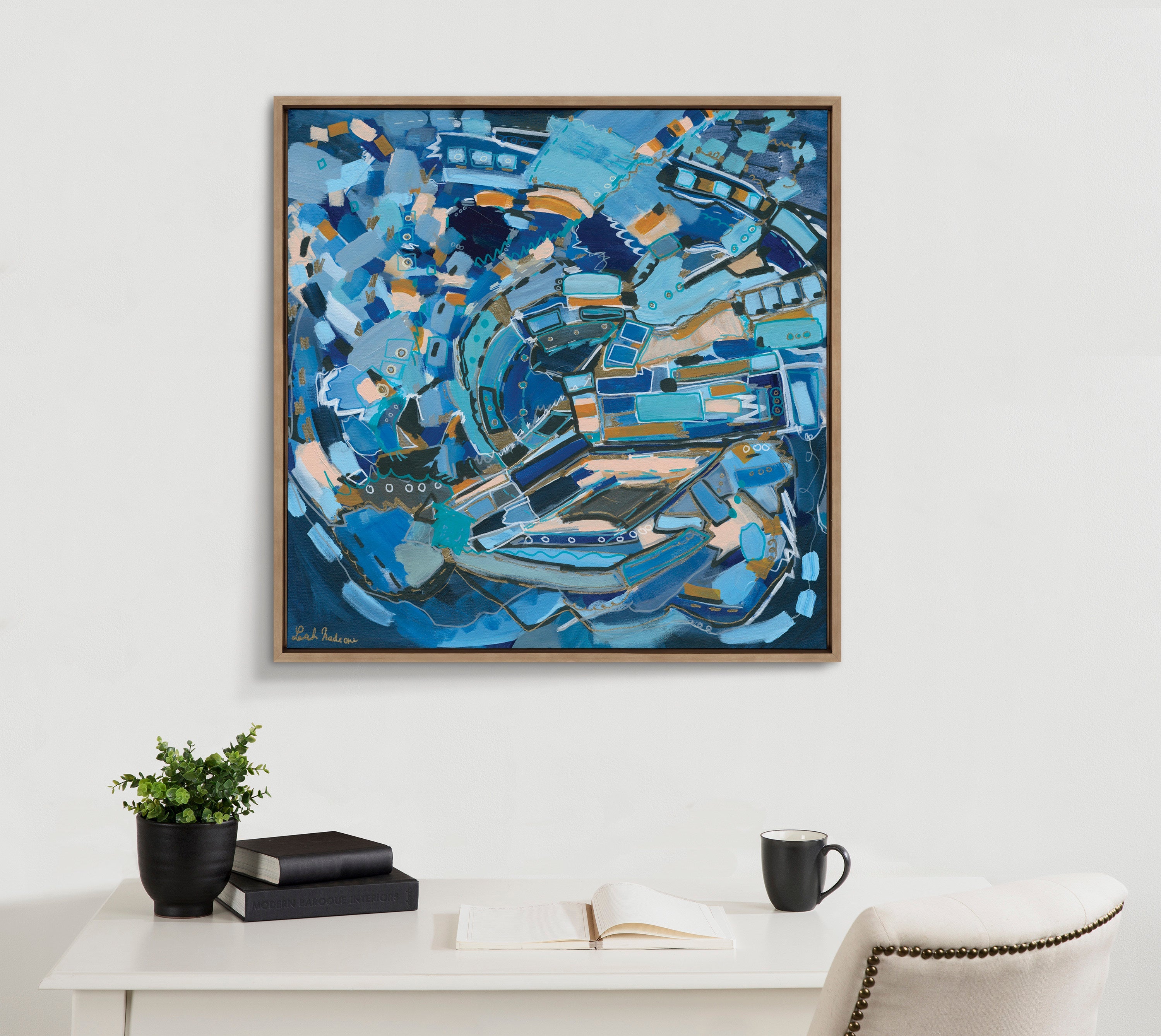 Sylvie Blue Dream Framed Canvas by Leah Nadeau