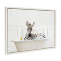 Sylvie Zebra In Bubble Bath Neutral Style Framed Canvas by Amy Peterson Art Studio