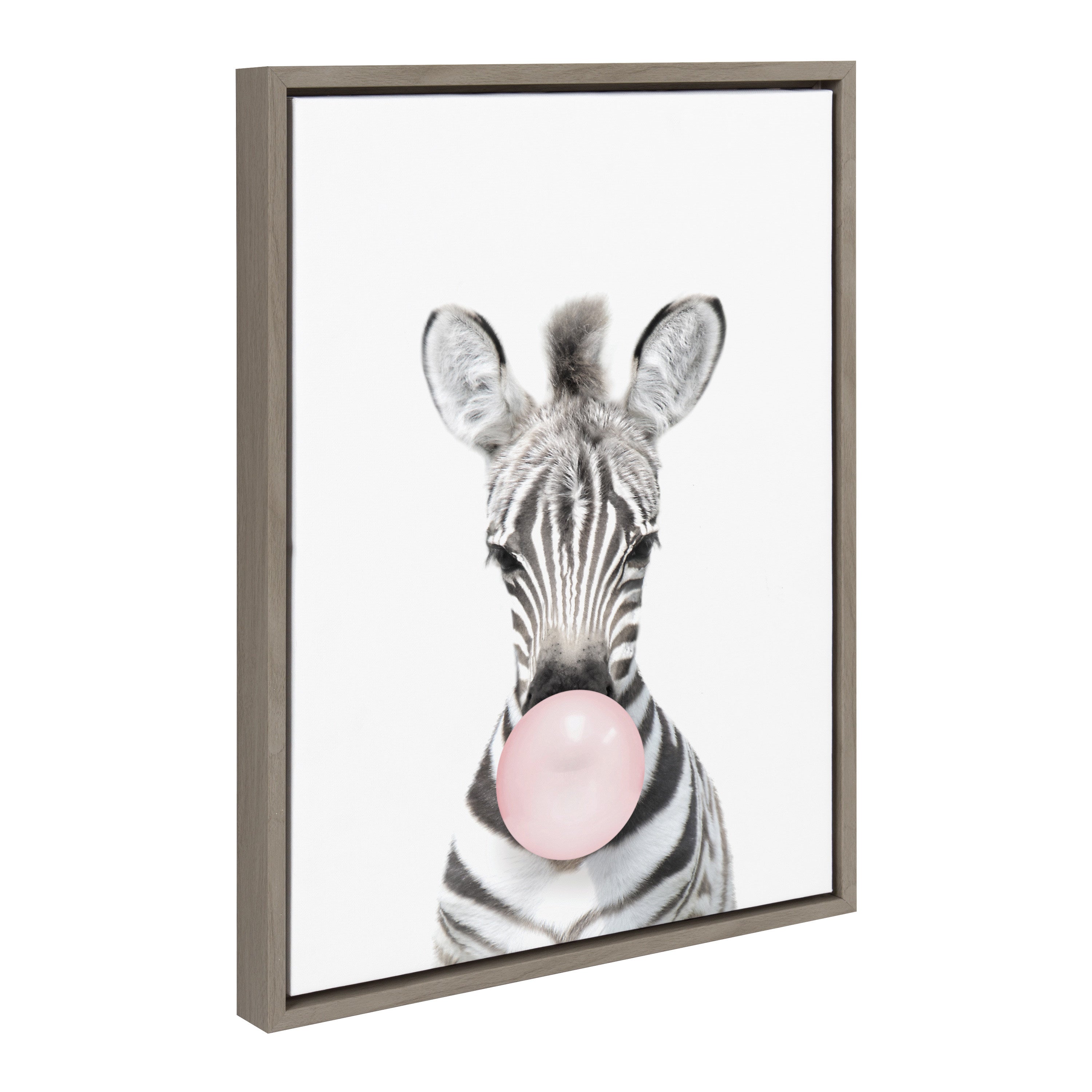 Sylvie Bubble Gum Zebra Framed Canvas by Amy Peterson Art Studio