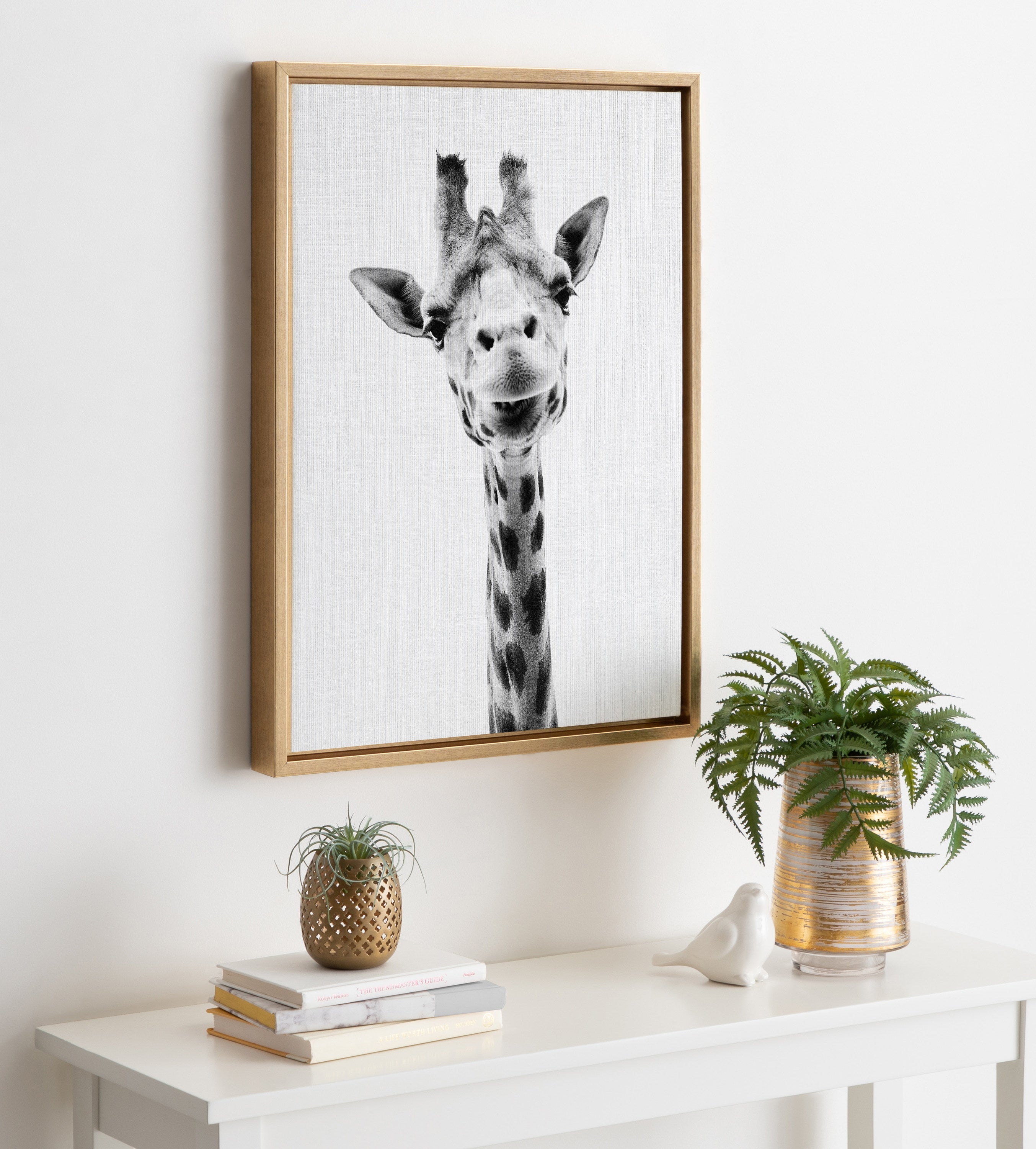 Sylvie Giraffe Framed Canvas by Simon Te of Tai Prints
