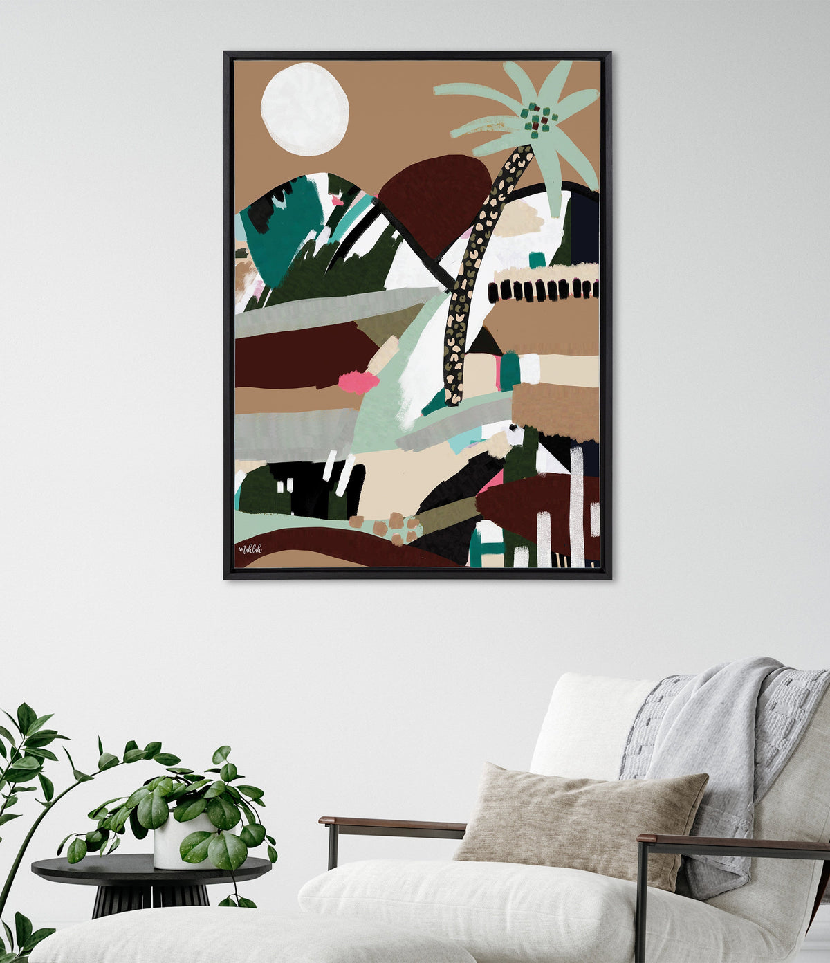 Sylvie Warm Offbeat Framed Canvas by Inkheart Designs
