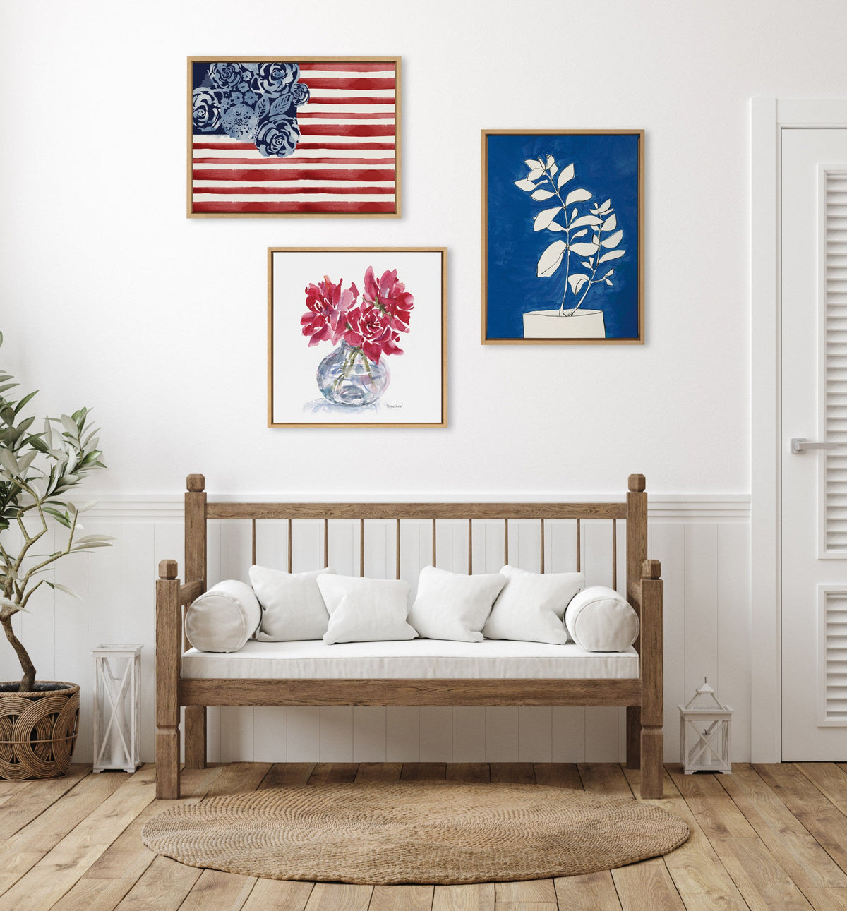 Sylvie Floral Flag Framed Canvas by Sara Berrenson