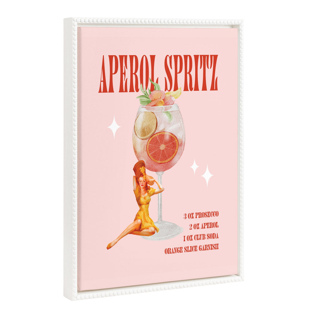 Sylvie Beaded Aperol Spritz Pinup Framed Canvas by Alli Standefer