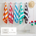 Cotton Velour Cabana Stripe Beach Towel - Novia Collection