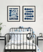 Sylvie 858 Indigo Abstract Framed Canvas by Teju Reval
