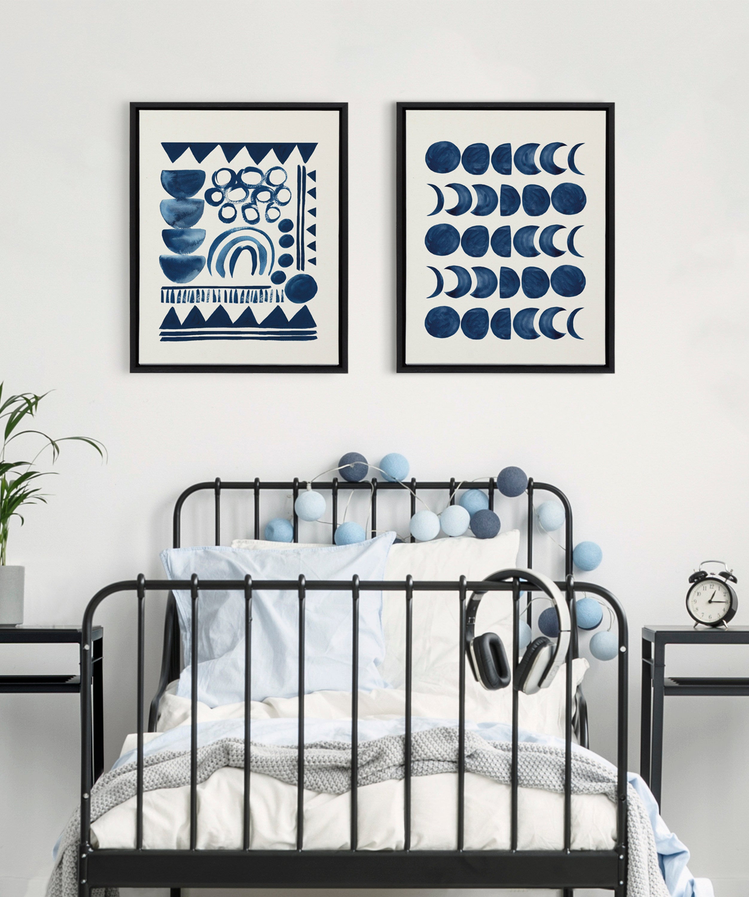 Sylvie 858 Indigo Abstract Framed Canvas by Teju Reval