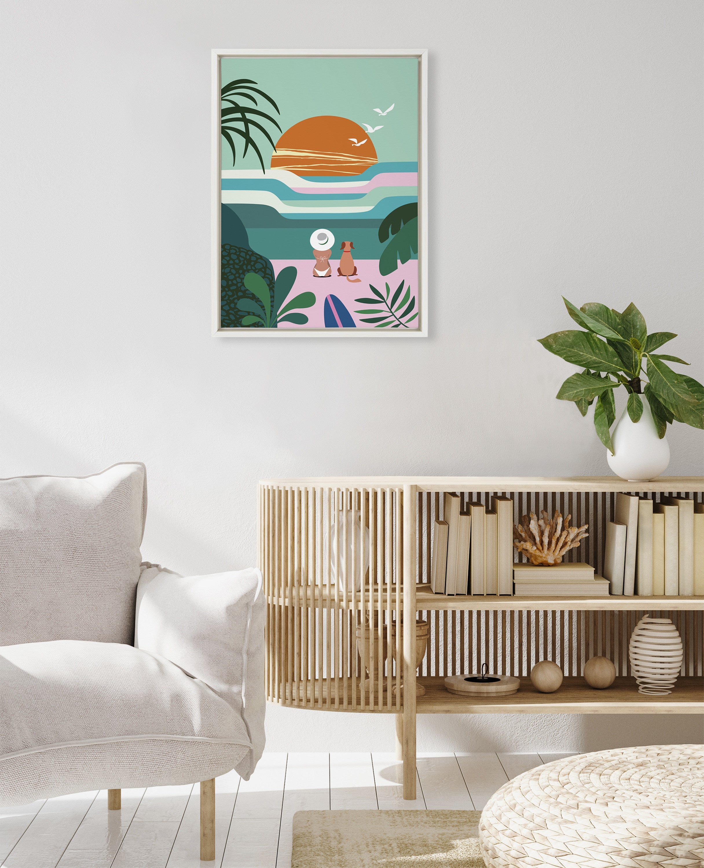Sylvie Sun Flock Framed Canvas by Rachel Lee of My Dream Wall