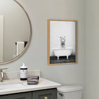 Sylvie White Tiger in The Bathtub Framed Canvas by Amy Peterson