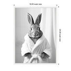 Sylvie Bunny Bathroom Art Towel Robe Black and White Framed Canvas by The Creative Bunch Studio