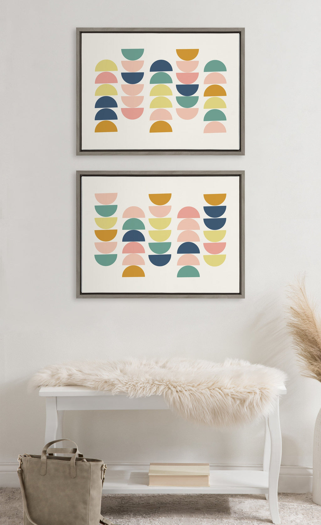 Sylvie Simple Shapes in Soft Colors Framed Canvas by Apricot and Birch