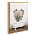 Sylvie Elephant Back in Rustic Bath Framed Canvas by Amy Peterson Art Studio