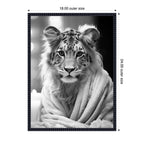 Sylvie Tiger Glam Bathroom Towel Robe Black and White Framed Canvas by The Creative Bunch Studio
