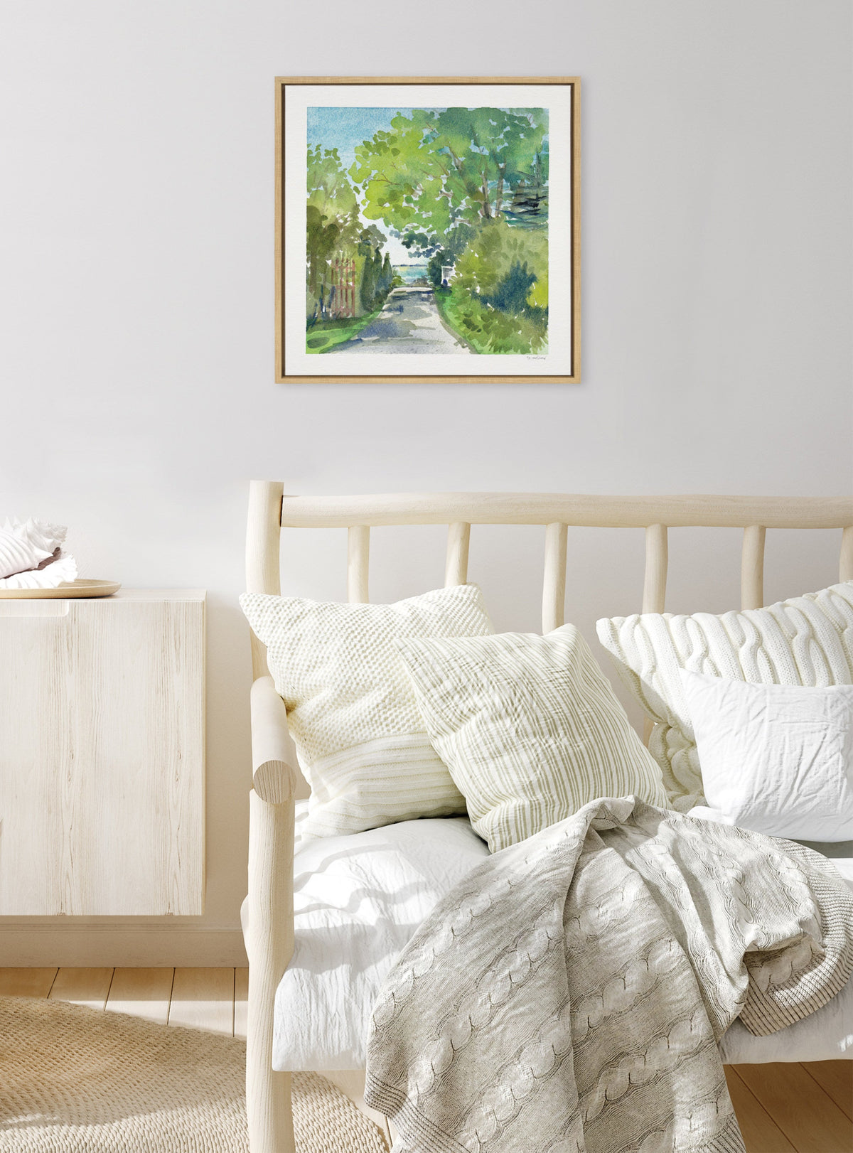 Sylvie The Lane and Sea Framed Canvas by Patricia Shaw