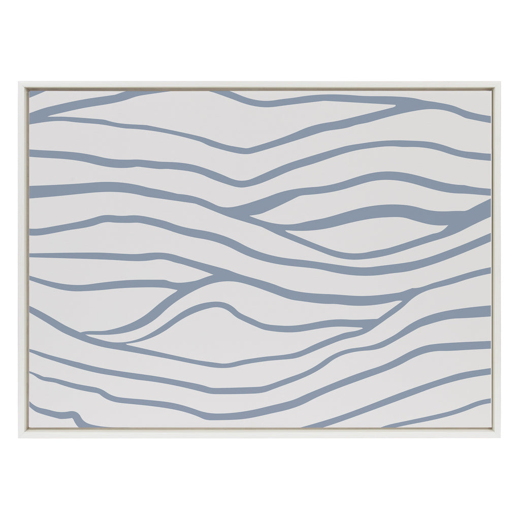 Sylvie Simple Elegant Coastal Waves Framed Canvas by The Creative Bunch Studio