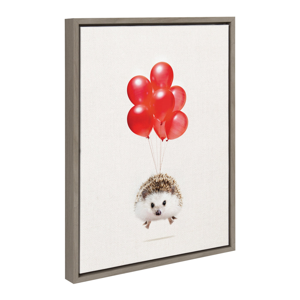 Sylvie Hedgehog Balloons Framed Canvas By Amy Peterson