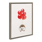 Sylvie Hedgehog Balloons Framed Canvas By Amy Peterson