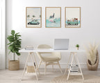 Sylvie Zebra Surfer Framed Canvas by July Art Prints
