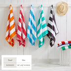 Cotton Velour Cabana Stripe Beach Towel - Novia Collection
