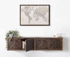 Sylvie Vintage World Map Framed Canvas by The Creative Bunch Studio