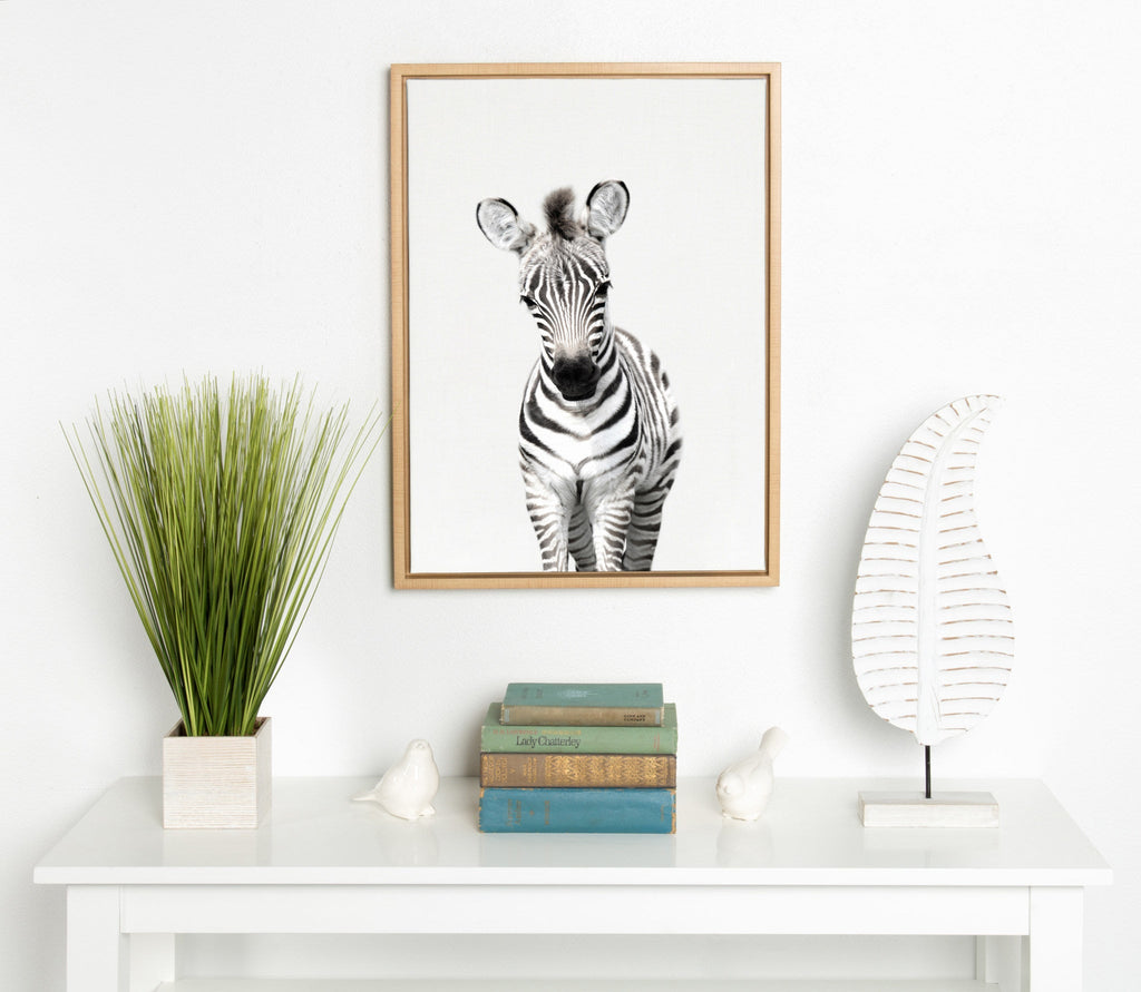 Sylvie Baby Zebra Framed Canvas by Amy Peterson