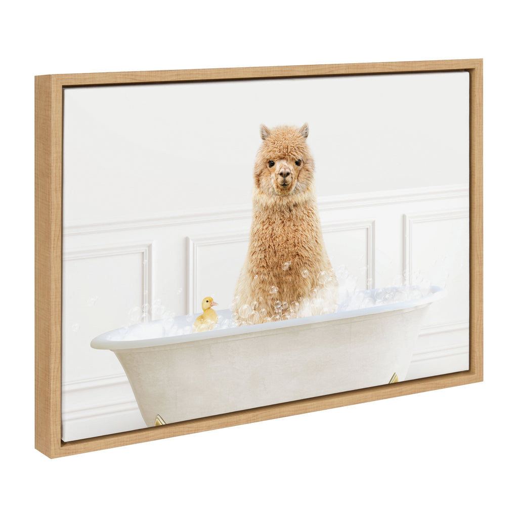 Sylvie Alpaca In Bubble Bath Neutral Style Framed Canvas by Amy Peterson Art Studio