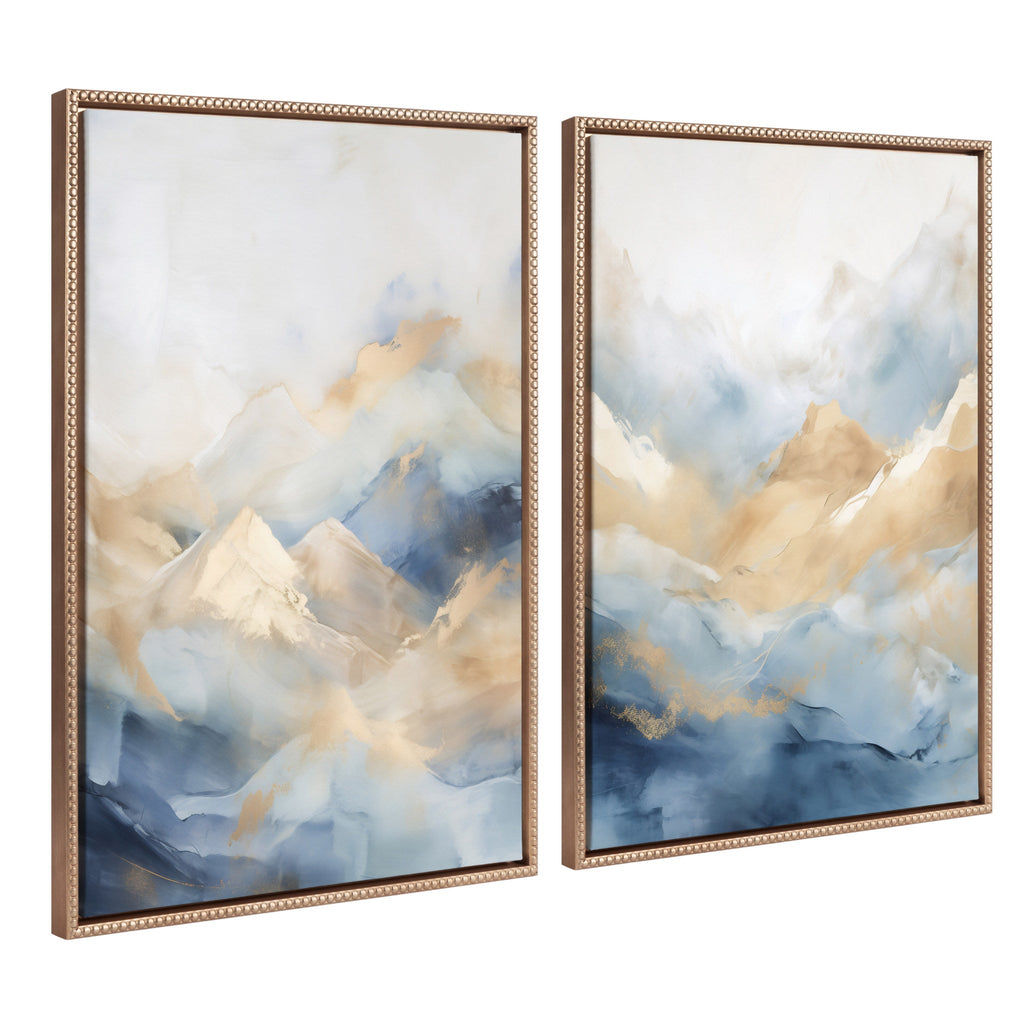 Sylvie Beaded Blue Mountains I and II Framed Canvas Art Set by Amy Lighthall