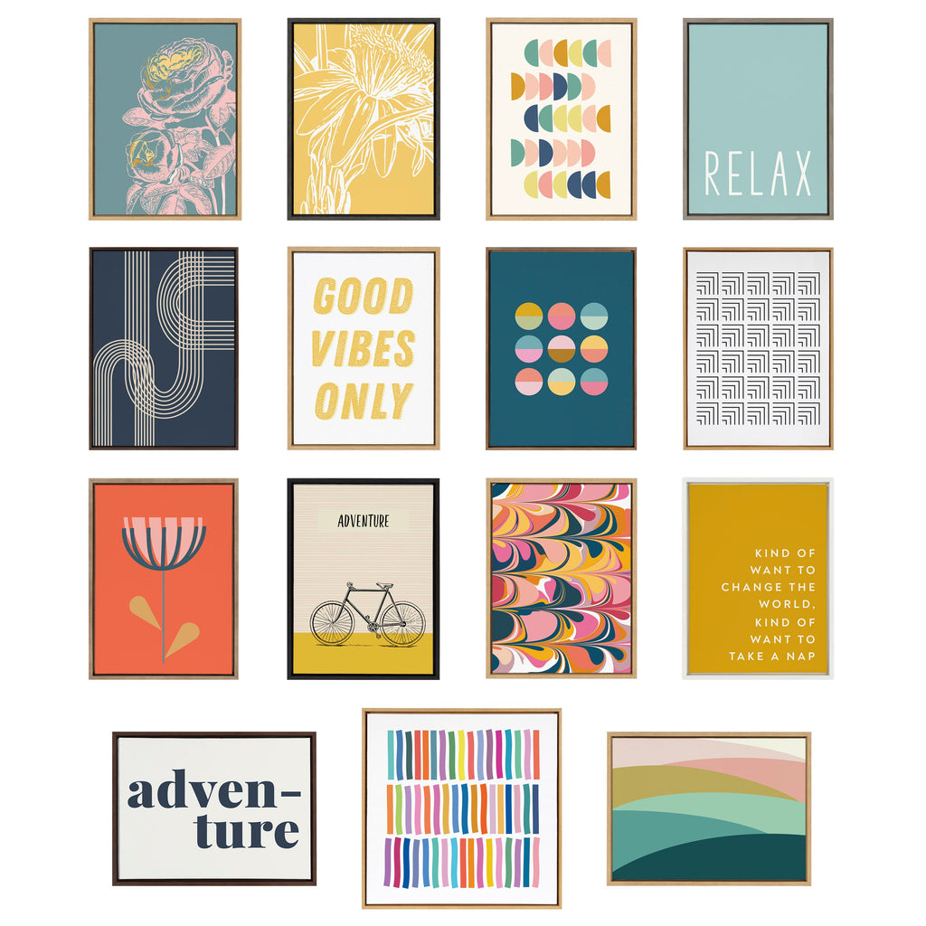 Sylvie Simple Shapes in Soft Colors Framed Canvas by Apricot and Birch