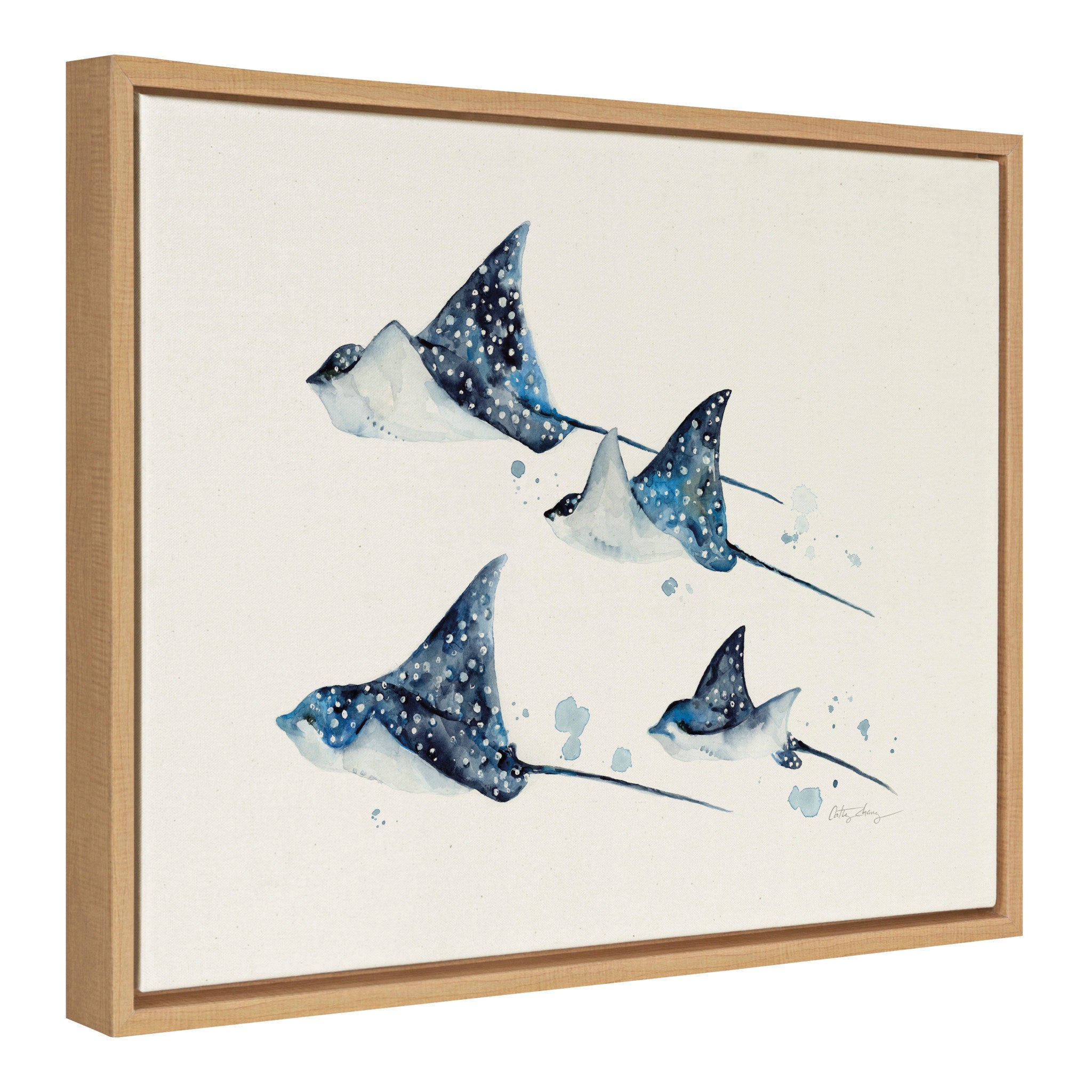 Sylvie Eagle Spotted Ray Family Framed Canvas by Cathy Zhang