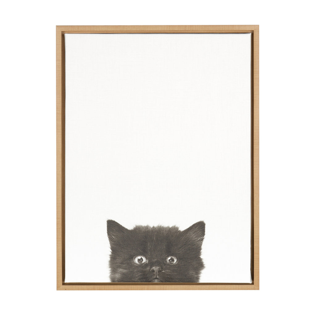 Sylvie Black Kitten Framed Canvas by Simon Te of Tai Prints