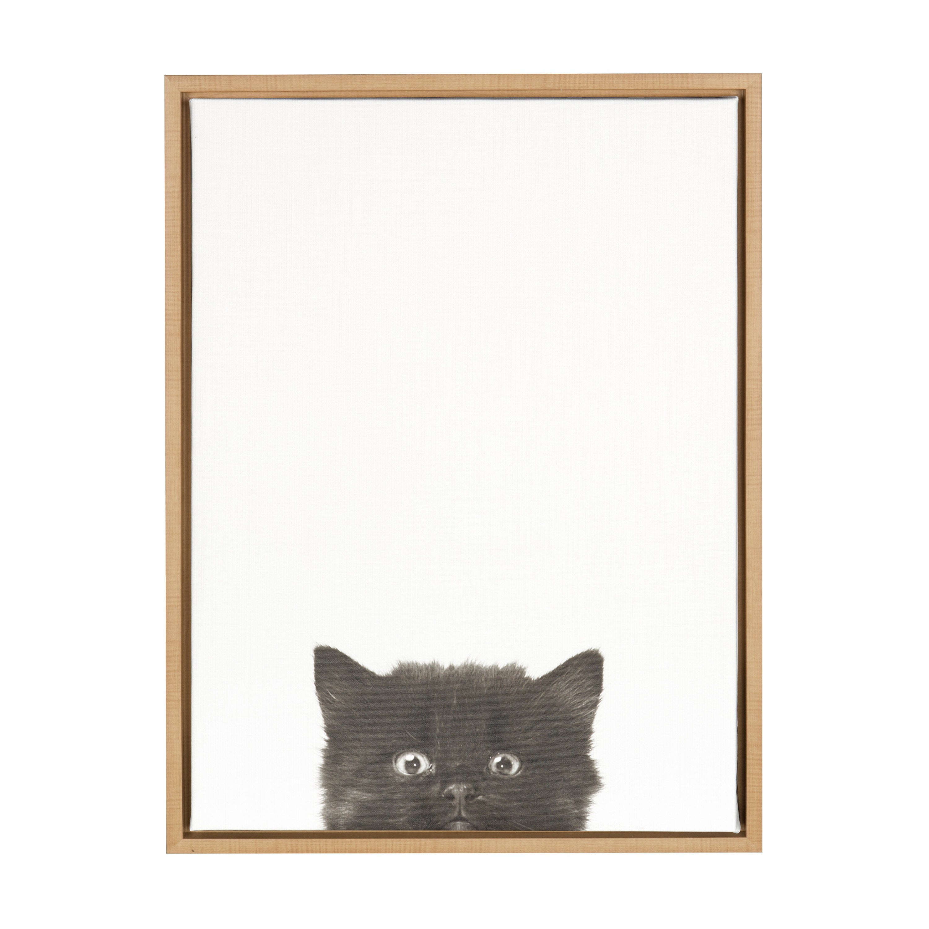Sylvie Black Kitten Framed Canvas by Simon Te of Tai Prints