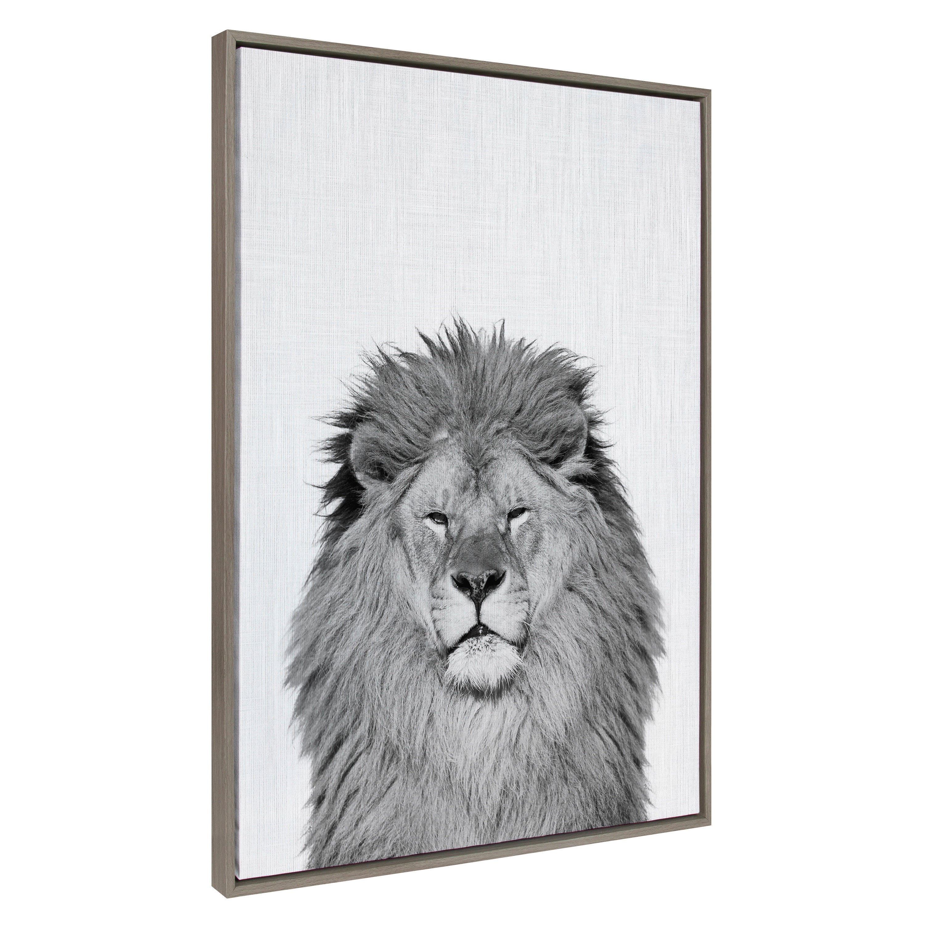 Sylvie Lion Framed Canvas by Simon Te Tai