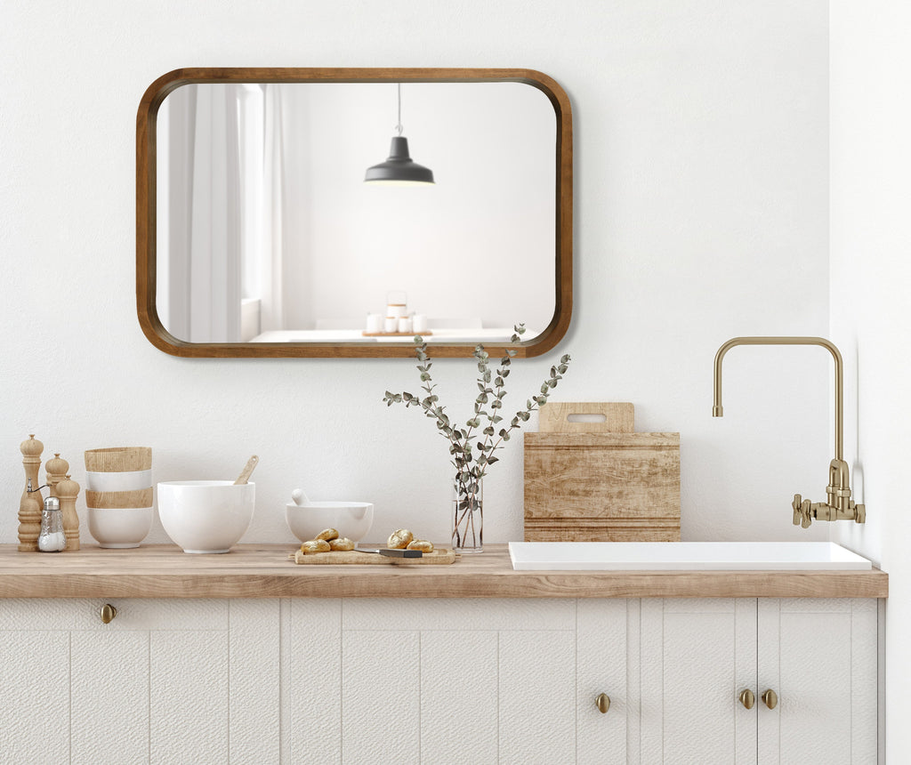 Hutton Wood Framed Radius Rectangle Mirror