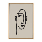 Sylvie Minimalist Neutral Line Art Drawing Face Framed Canvas by The Creative Bunch Studio
