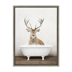 Sylvie Male Deer in Rustic Bath Framed Canvas by Amy Peterson Art Studio