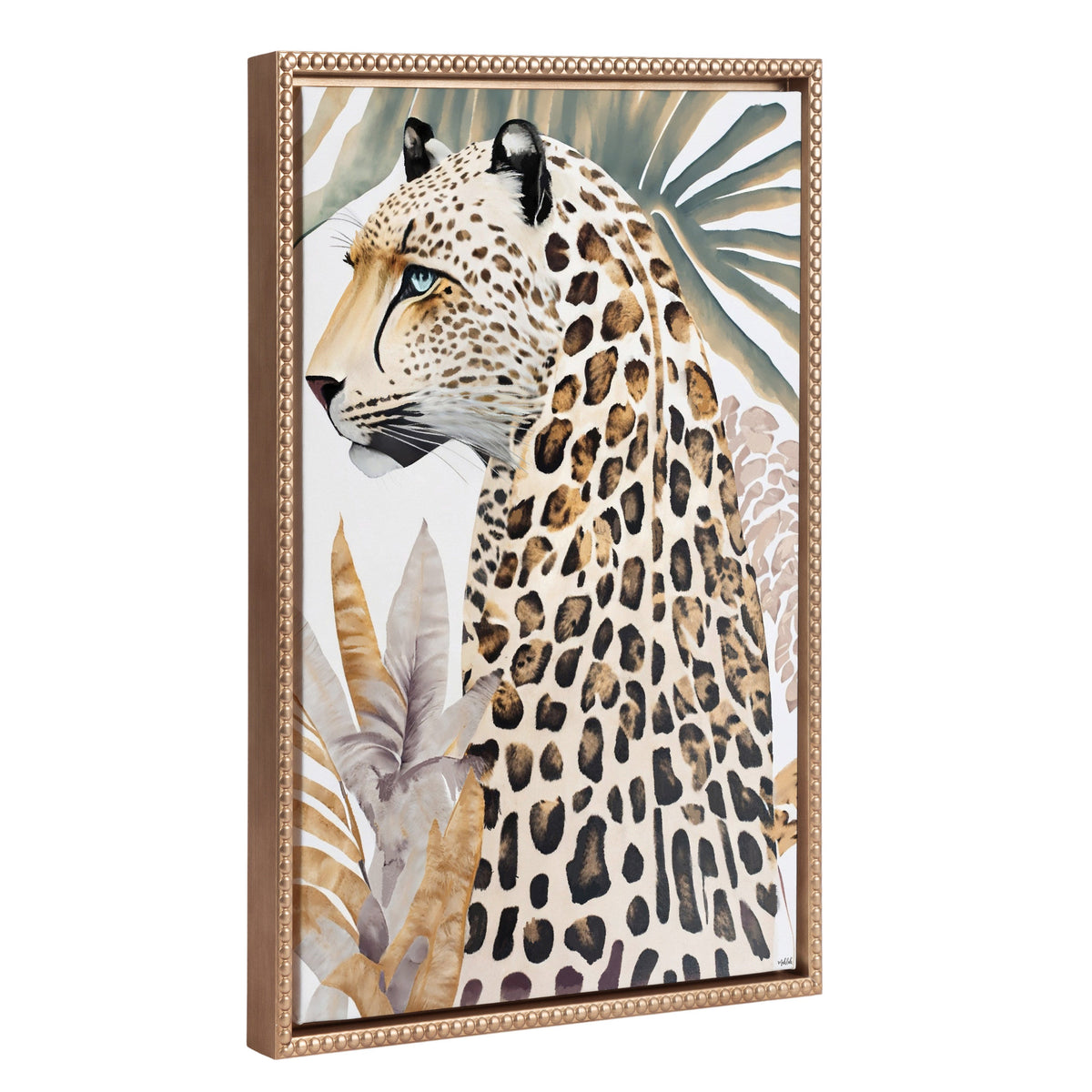 Sylvie Beaded Fern Cheetah Framed Canvas by Inkheart Designs