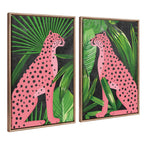 Sylvie Beaded NC Cheetah Jungle Single 1 and 2 Framed Canvas Art Set by Nikki Chu