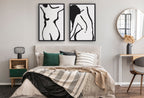 Sylvie Timeless Feminine Figural Drawing 2 Black and White Framed Canvas by The Creative Bunch Studio