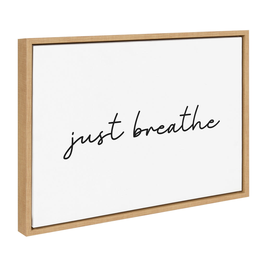 Sylvie Just Breathe Horizontal BW Framed Canvas by The Creative Bunch Studio