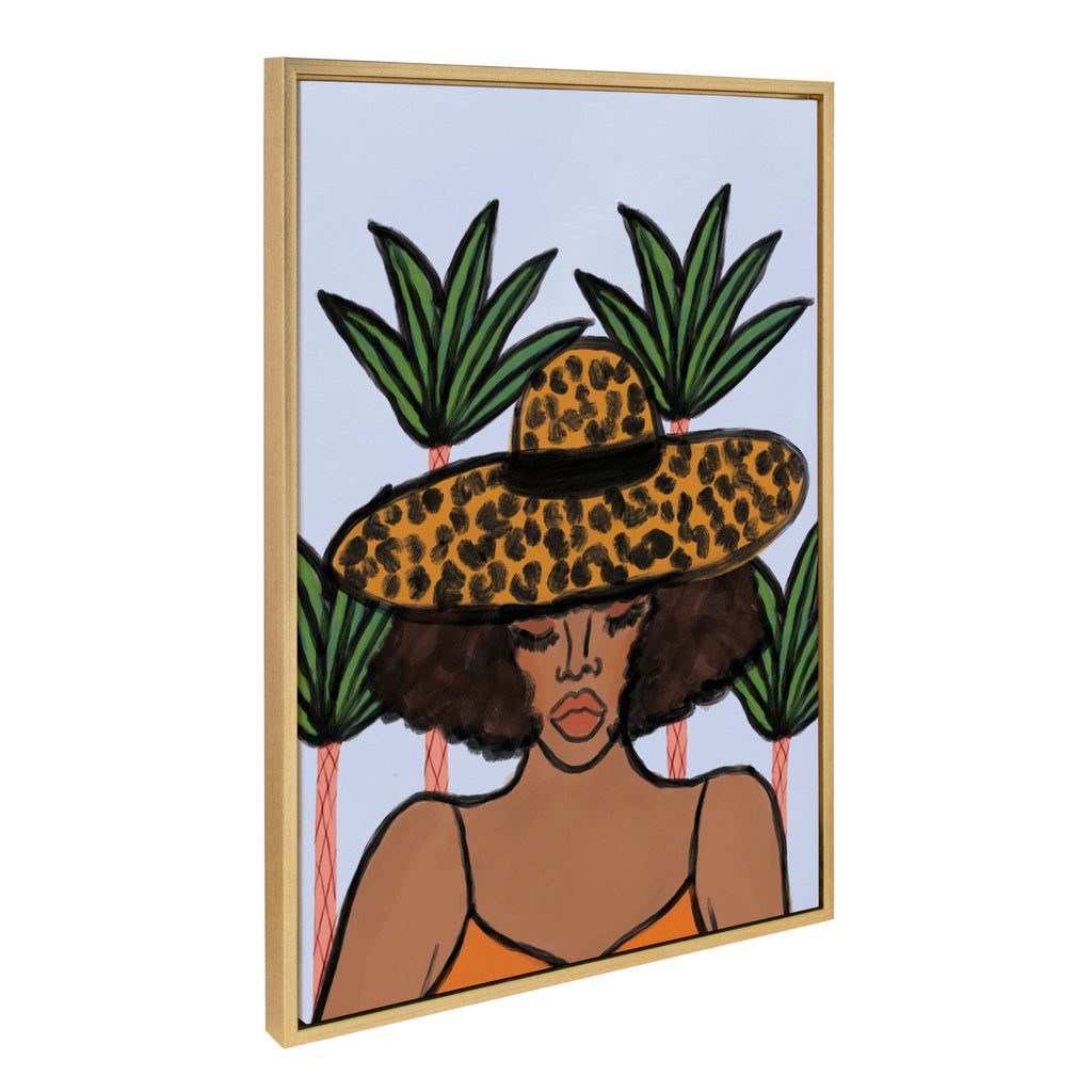 Sylvie Leopard Hat Framed Canvas by Kendra Dandy of Bouffants and Broken Hearts